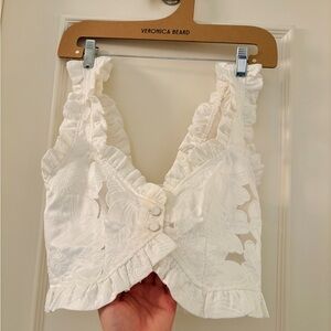 For Love and Lemons Evelyn Embroidered Organza Top Size S